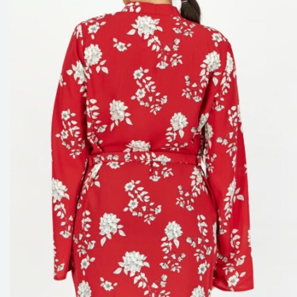 Guess Floral Red Belted Kimono - Picture 2 of 2